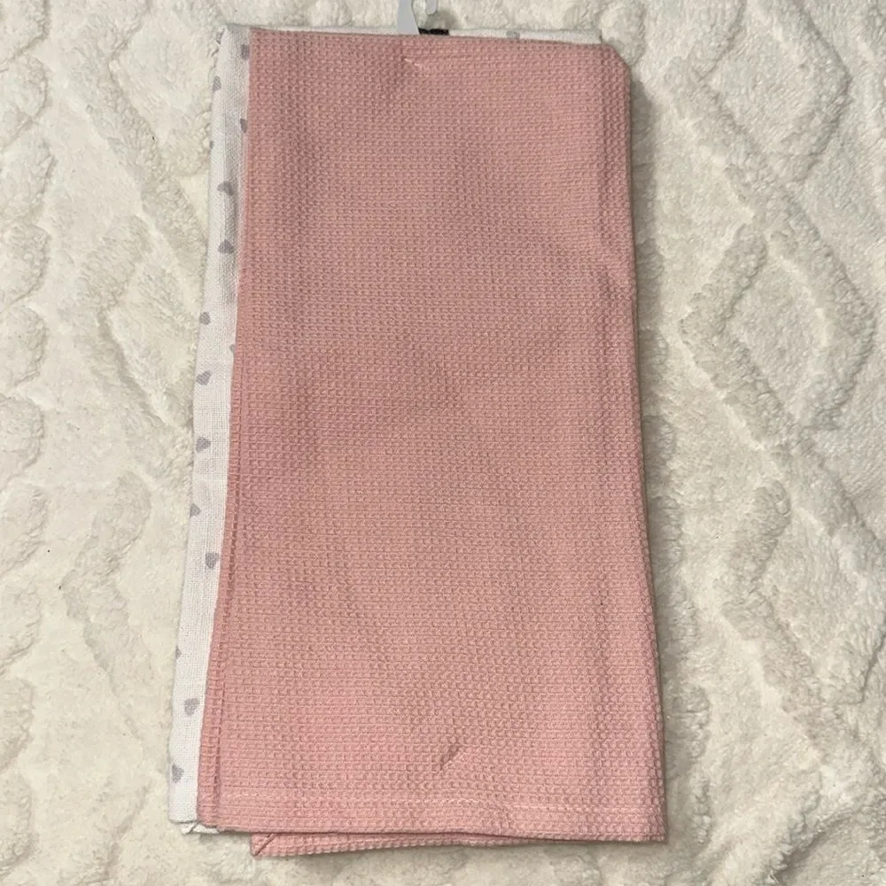 with LOVE Pink Ivory Black Metallic PARIS Eiffel Tower Cotton Kitchen Towels 2pc